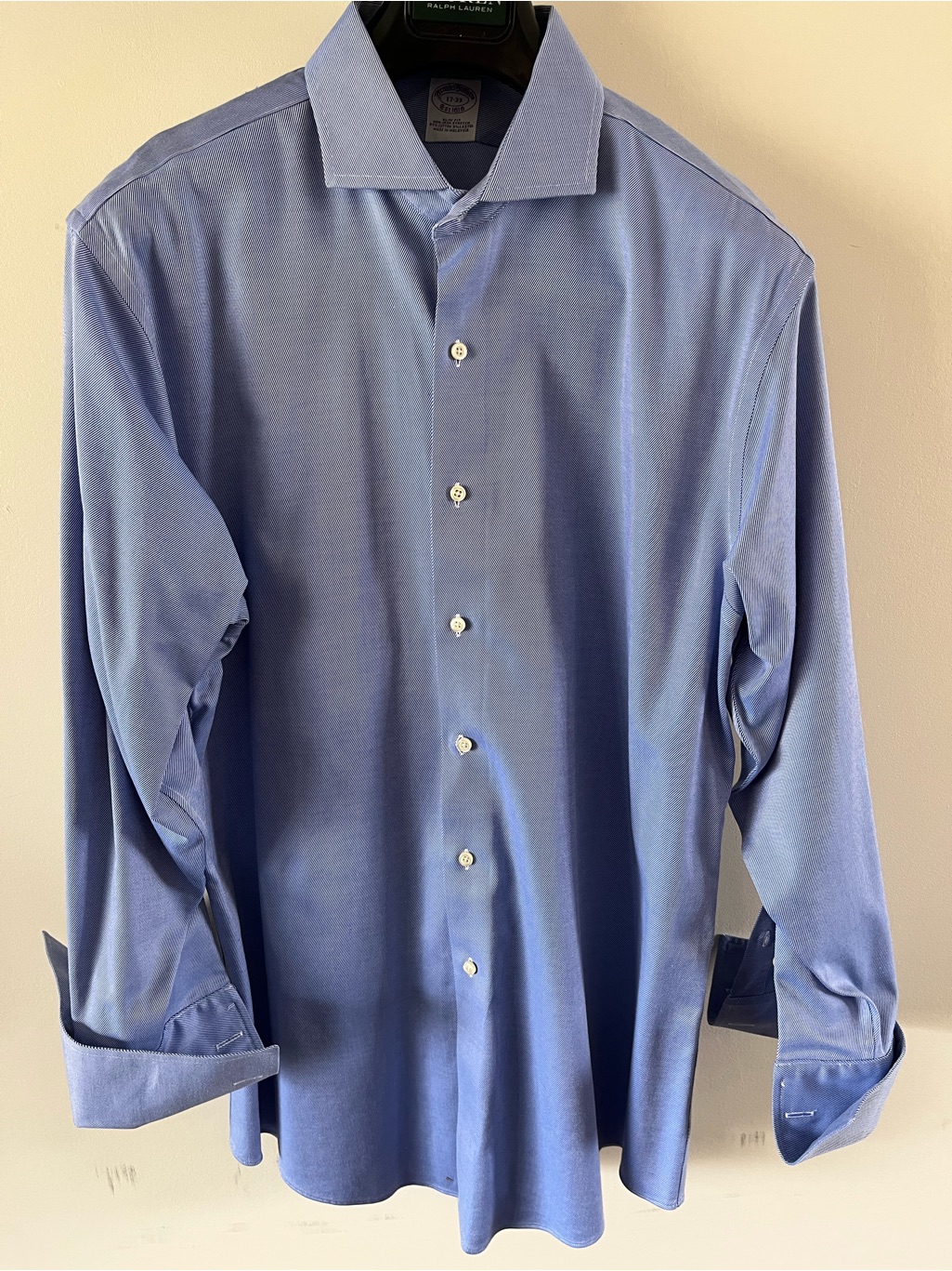 Brooks Brothers Spread Collar French Cuff Non Iron Slim Fit Stretch Dress Shirt